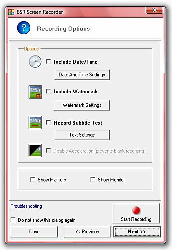 BSR Screen Recorder 4 Record Options