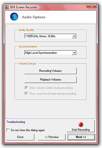 BSR Screen Recorder 4 Audio Options