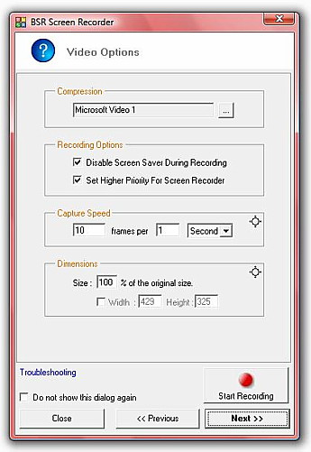 BSR Screen Recorder 4 Video Options